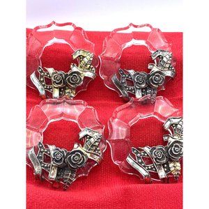 Nordstrom Vintage 1988 Christmas Acrylic /Metal/ Napkin Rings/Ornaments/Set of 4